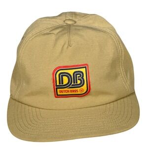 Dutch Bro DB Patch Hat Tan Khaki 5-Panel Strapback Cap Coffee Promo Y2K Inspired